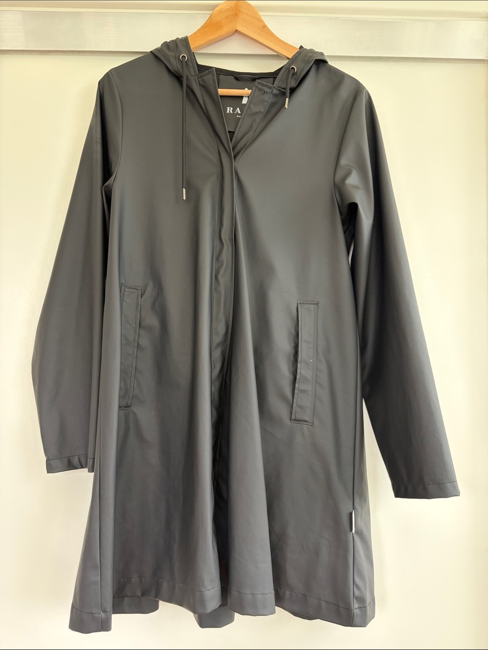 Rains Hooded Raincoat Jacket - Black